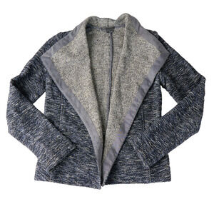 Vince Womens Sz S Draped Jacket Open Front Marled Blue Tweed Textured